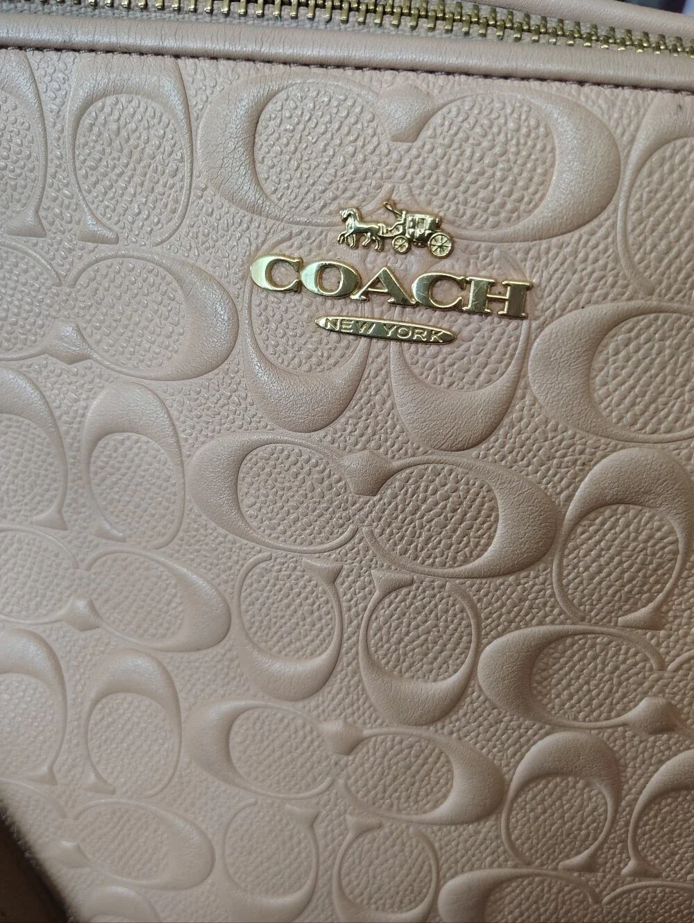 Coach Embossed Signature Ava Tote Bag In Nude